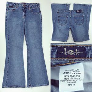 Vtg 90s Y2K LEI Womens Jrs 9 31x32 Big Flare Bell Bottom Jeans Raver Skater